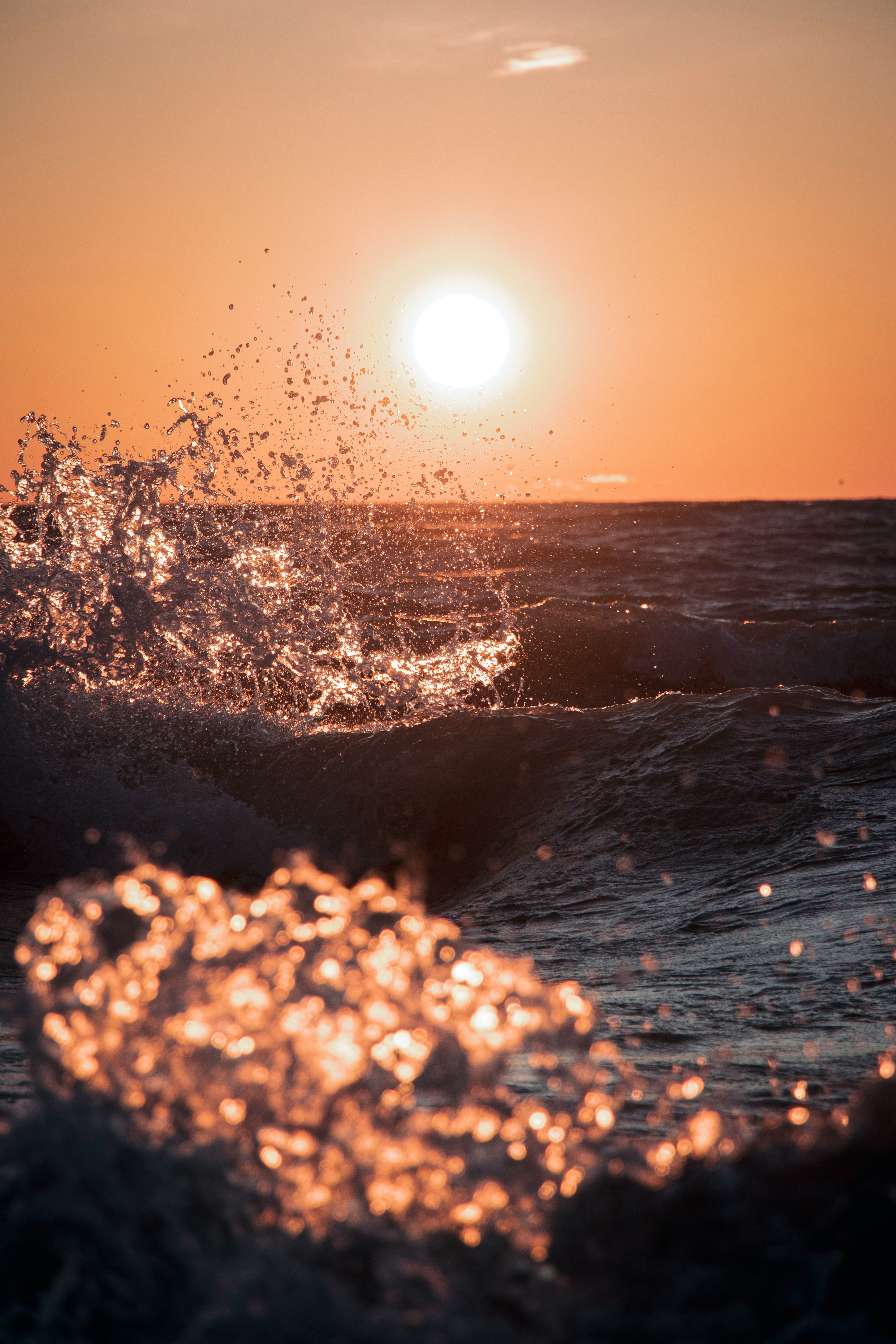 wavy ocean during golden hour